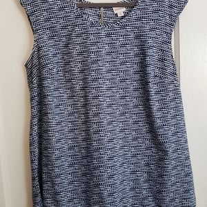 Blue and white patterned blouse